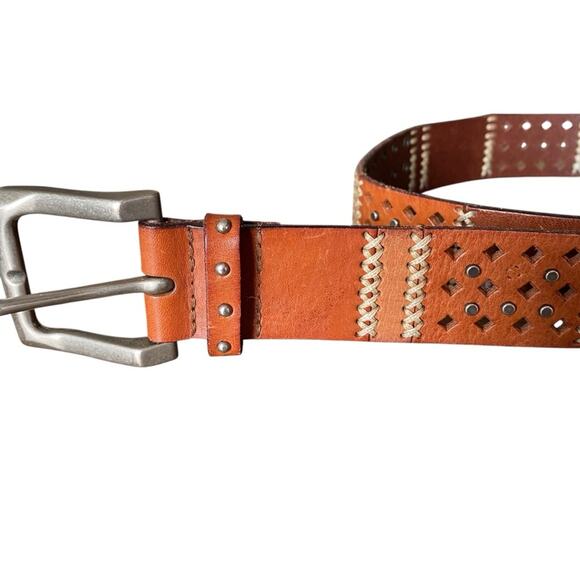 Fossil Mens Brown Leather Studded Belt size small - Picture 3 of 11